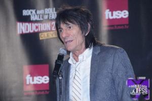 Ronnie Wood giving his speech to the audience