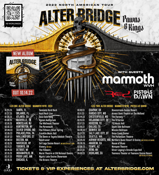 Acclaimed Rockers ALTER BRIDGE Announce 2023 North American Tour