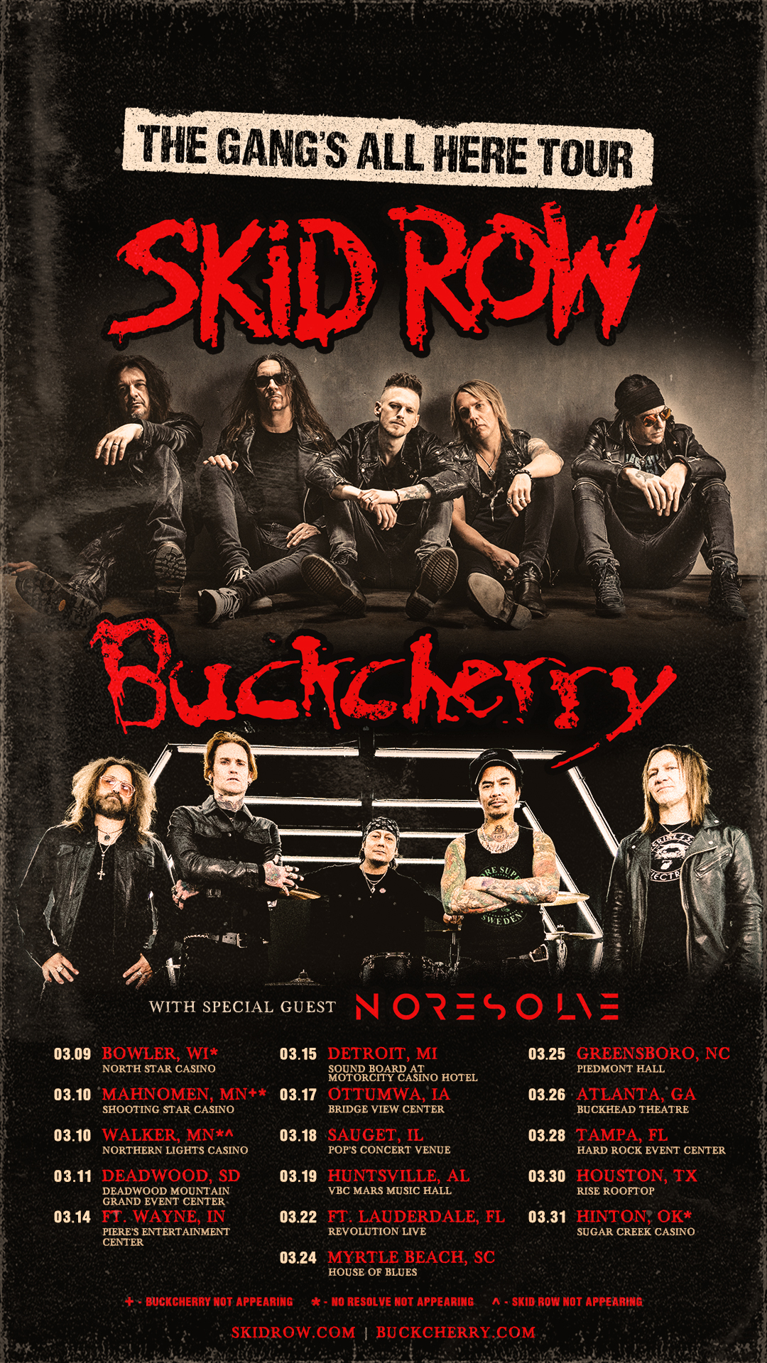 Skid Row Announce Spring 2023 U.S. Co-Headline Tour With Buckcherry