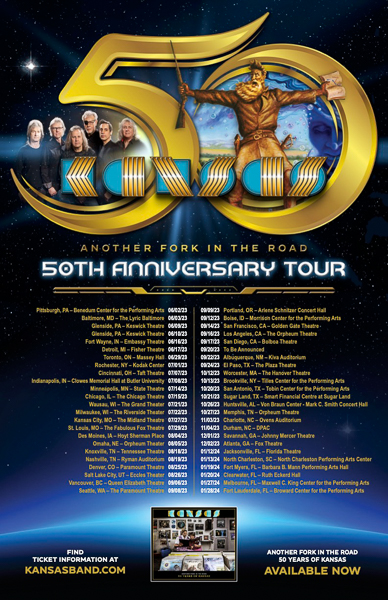ROCK BAND KANSAS TO LAUNCH TOUR IN CELEBRATION OF 50th ANNIVERSARY