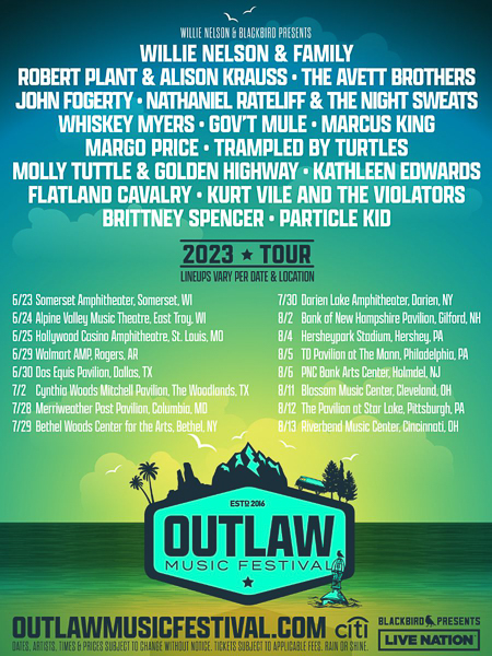 Willie Nelson’s OUTLAW MUSIC FESTIVAL TOUR Returns Bigger than Ever for 2023
